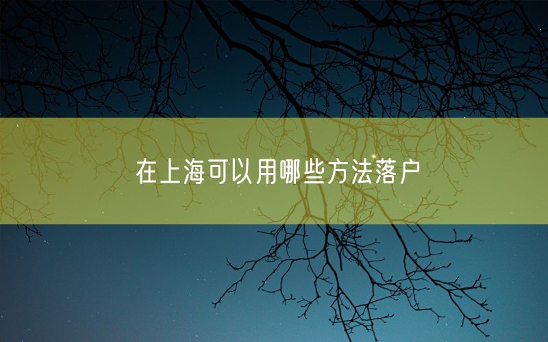 在上海可以用哪些方法落户