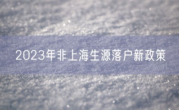 2023年非上海生源落户新政策