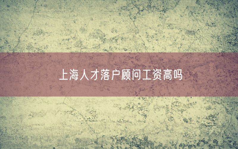 上海人才落户顾问工资高吗