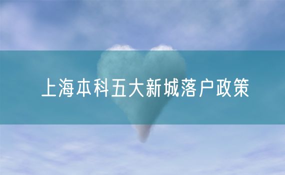 上海本科五大新城落户政策