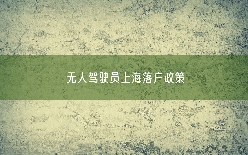 无人驾驶员上海落户政策