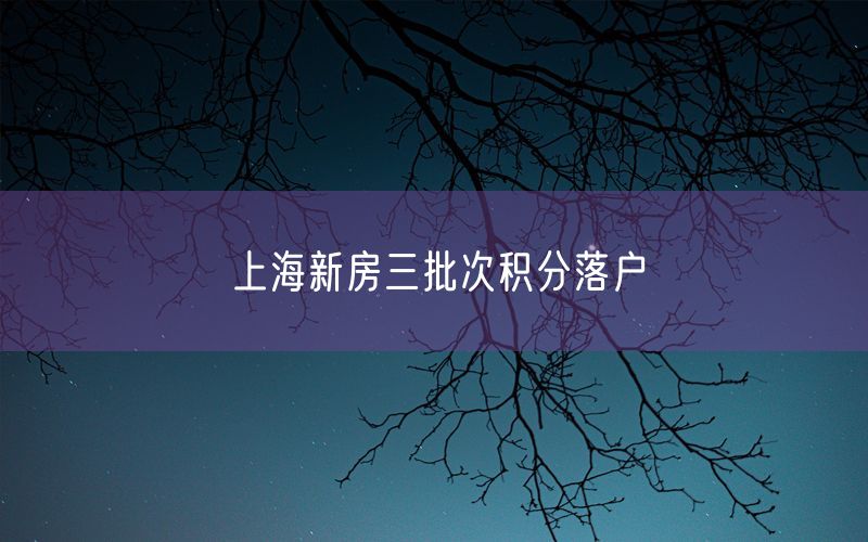 上海新房三批次积分落户