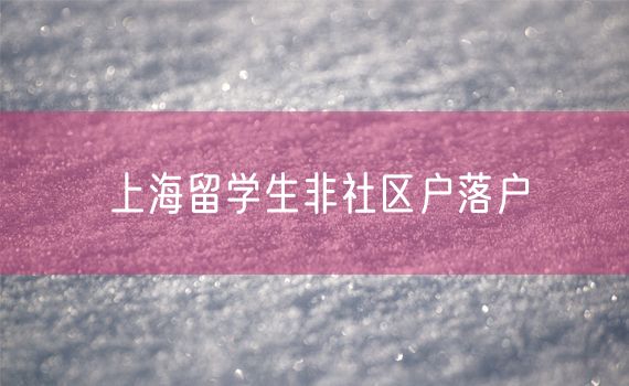 上海留学生非社区户落户