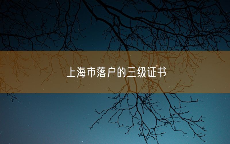 上海市落户的三级证书