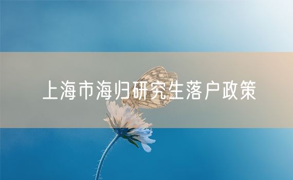 上海市海归研究生落户政策