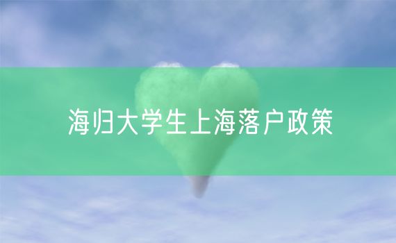 海归大学生上海落户政策