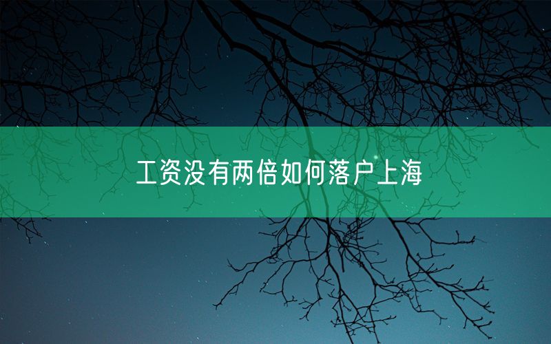 工资没有两倍如何落户上海