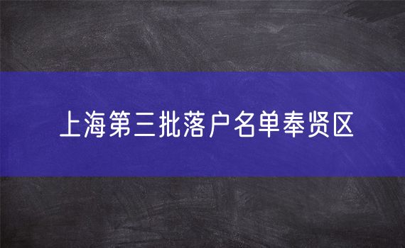 上海第三批落户名单奉贤区