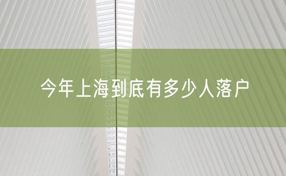 今年上海到底有多少人落户