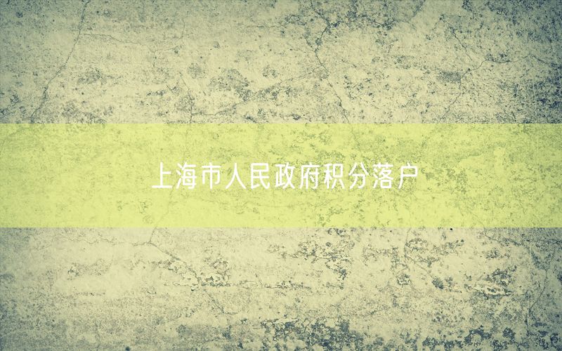 上海市人民政府积分落户