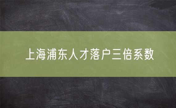 上海浦东人才落户三倍系数