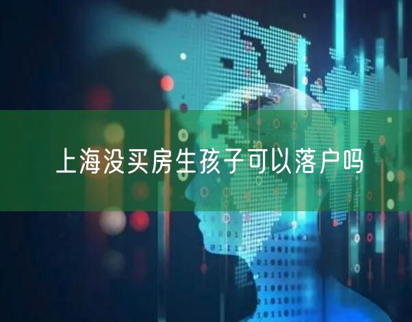 上海没买房生孩子可以落户吗