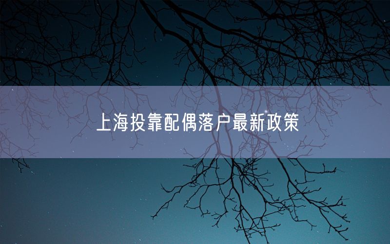 上海投靠配偶落户最新政策