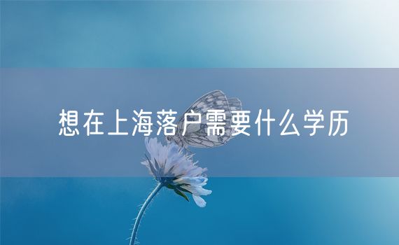 想在上海落户需要什么学历