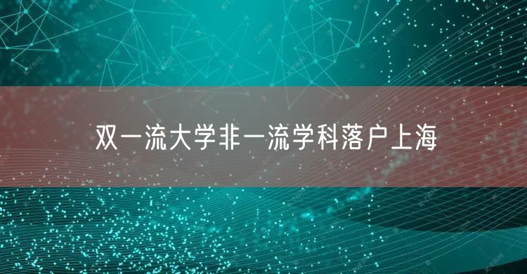 双一流大学非一流学科落户上海