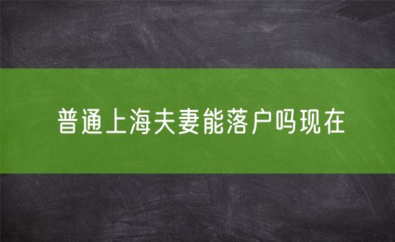 普通上海夫妻能落户吗现在