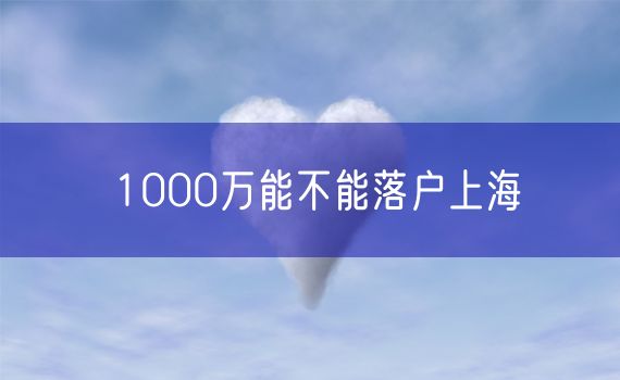 1000万能不能落户上海