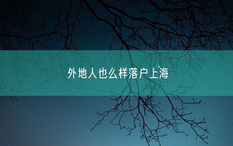 外地人也么样落户上海