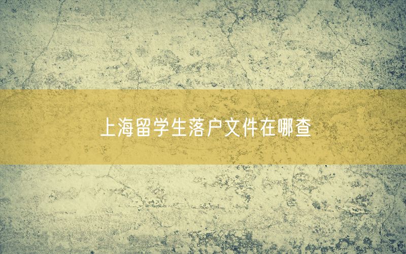 上海留学生落户文件在哪查