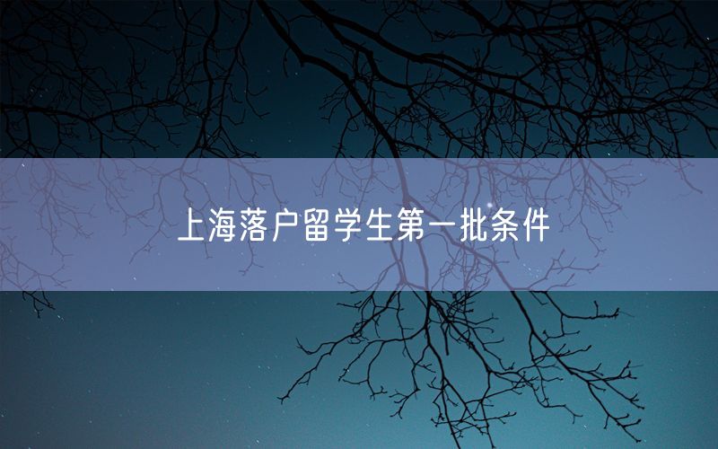 上海落户留学生第一批条件