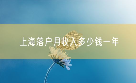 上海落户月收入多少钱一年