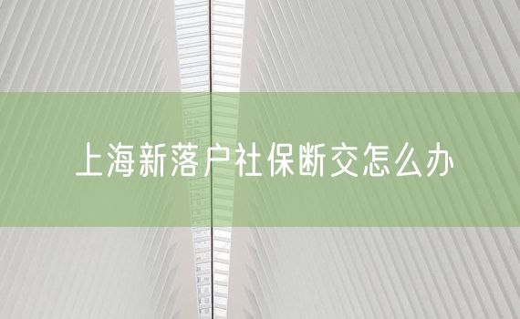 上海新落户社保断交怎么办