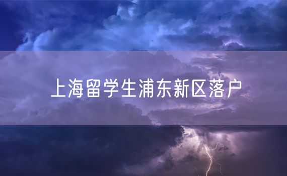 上海留学生浦东新区落户