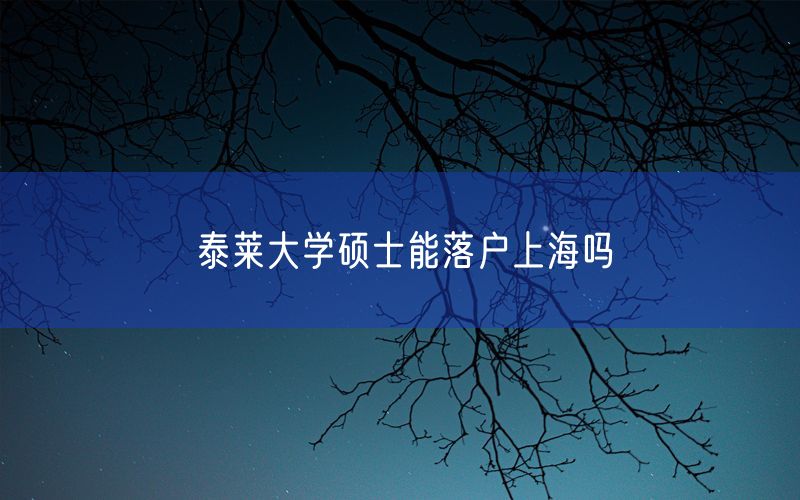 泰莱大学硕士能落户上海吗