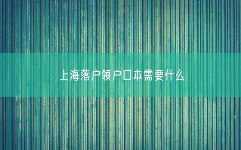 上海落户领户口本需要什么