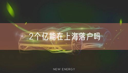 2个亿能在上海落户吗