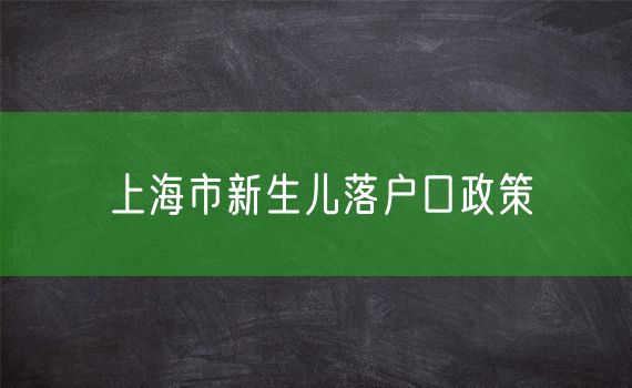 上海市新生儿落户口政策