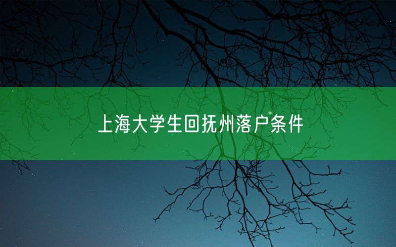 上海大学生回抚州落户条件