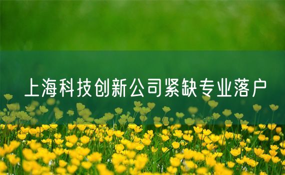 上海科技创新公司紧缺专业落户