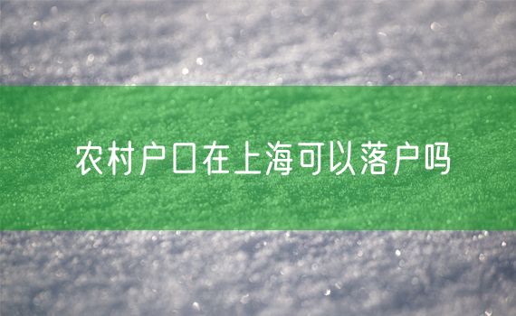 农村户口在上海可以落户吗