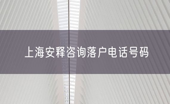 上海安释咨询落户电话号码