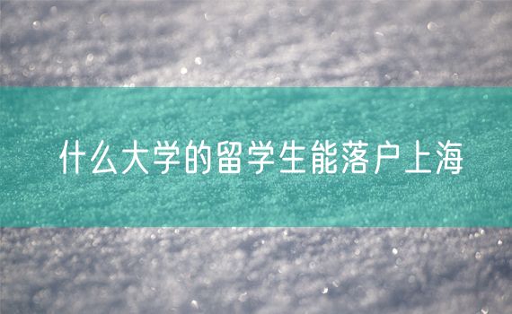 什么大学的留学生能落户上海