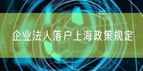 企业法人落户上海政策规定