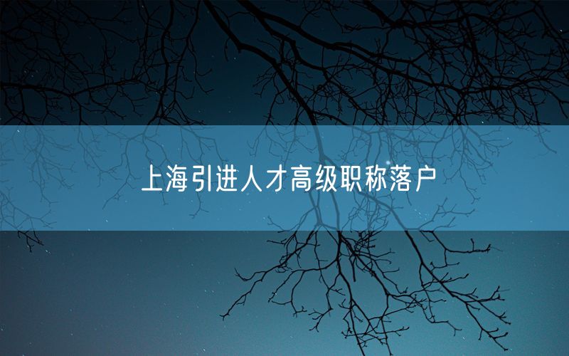 上海引进人才高级职称落户