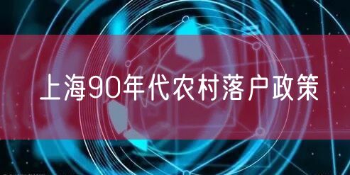 上海90年代农村落户政策