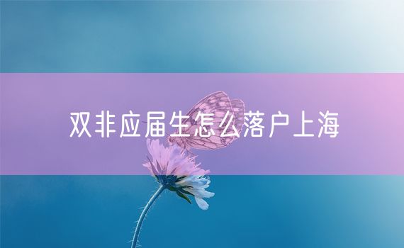 双非应届生怎么落户上海