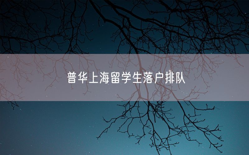 普华上海留学生落户排队