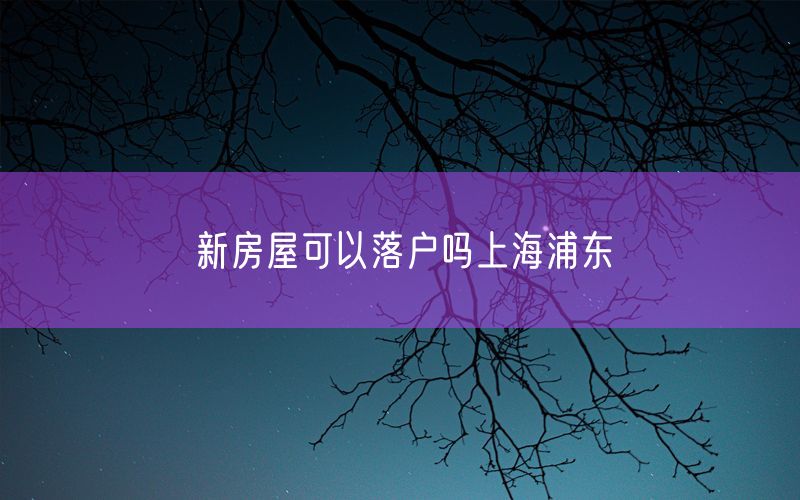 新房屋可以落户吗上海浦东