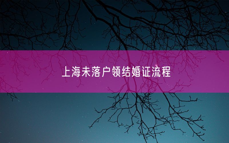 上海未落户领结婚证流程