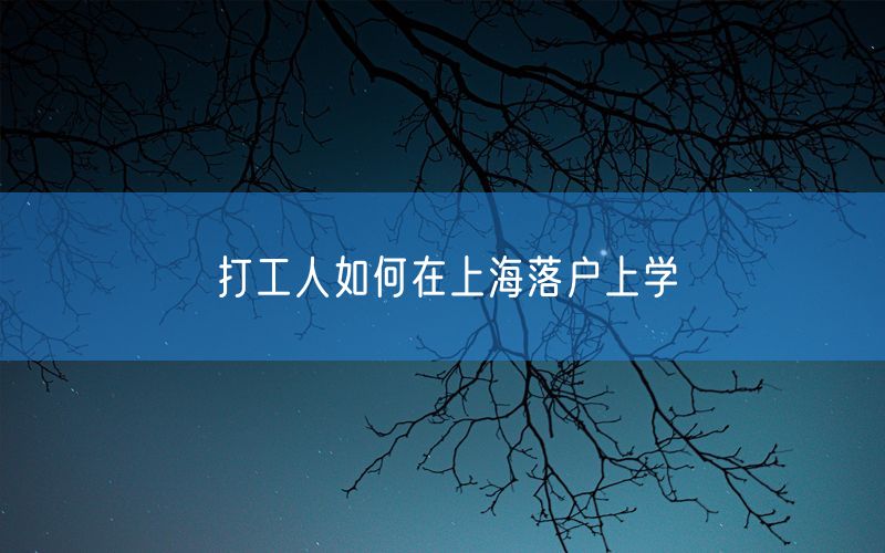 打工人如何在上海落户上学