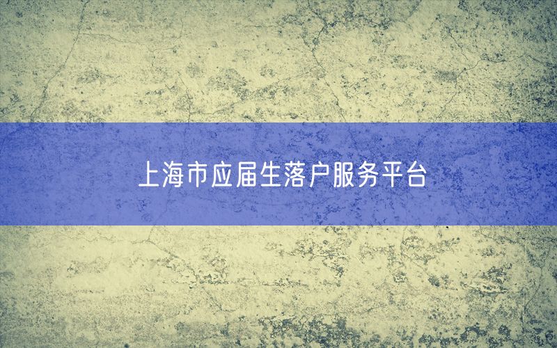 上海市应届生落户服务平台