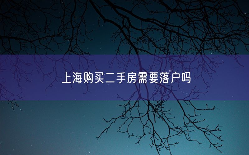 上海购买二手房需要落户吗