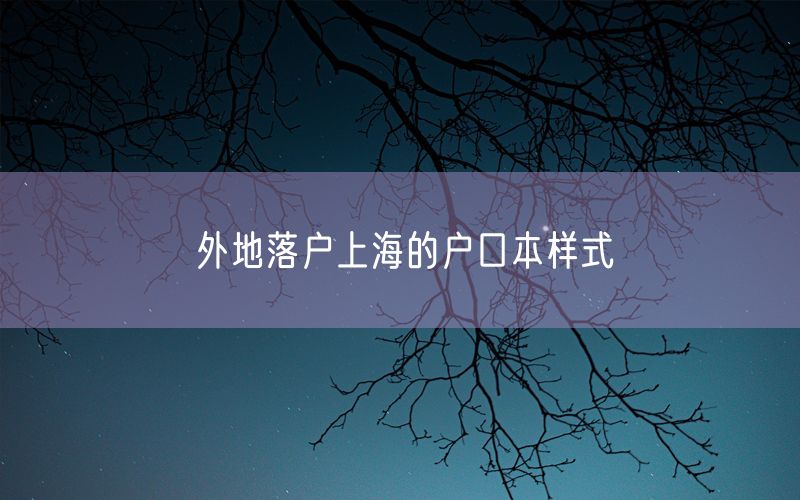 外地落户上海的户口本样式