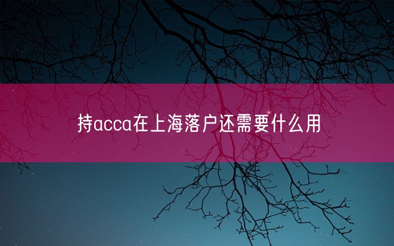 持acca在上海落户还需要什么用