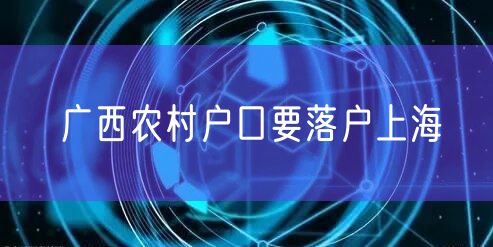 广西农村户口要落户上海