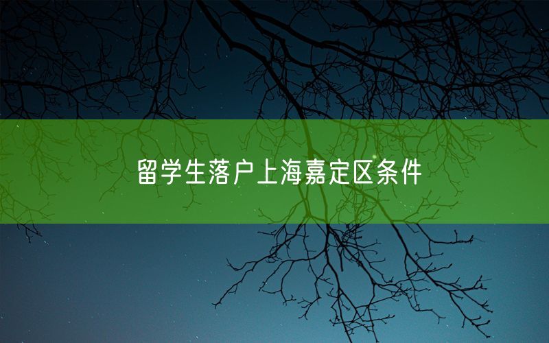 留学生落户上海嘉定区条件